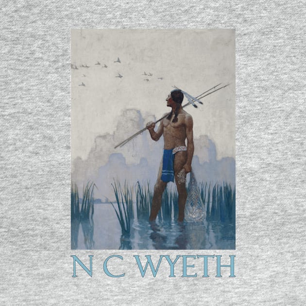 Indian Brave Fishing by N C Wyeth by Naves